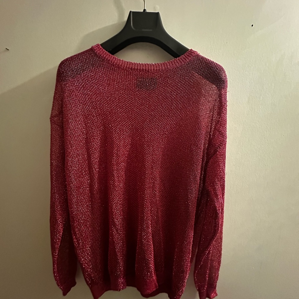 Metallic long sleeve mesh sweater